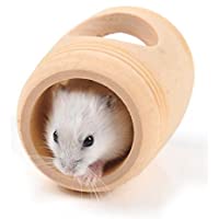 Demarkt Casa Hamster de Madera y Puerto Seguro de Animal 5.5 x 8.3cm(Color Madera)